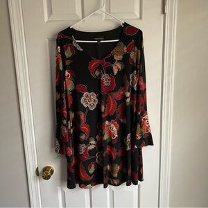 Connected Apparel Black Patterned Shift Dress 8P